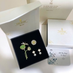 Set Quà HimHip Khuyên Tai & Cài Áo Kèm Túi Hộp Thiệp - 315