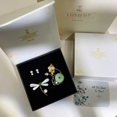 Set Quà HimHip Khuyên Tai & Cài Áo Kèm Túi Hộp Thiệp - 318