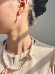 Set Trang Sức HimHip Vòng Cổ Tinh Thể 8Li, Khuyên Tai Ngắn Trai Thật & Cài Áo Phúc Lộc Hạnh Ngân Kèm Túi Hộp Thiệp -114