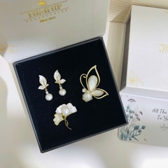 Set Quà HimHip Khuyên Tai & Cài Áo Kèm Túi Hộp Thiệp - 312