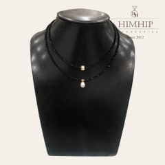 Set Vòng Cổ Dây Phale Đá Vuông Mix Dây Ngọc Trai Thanh Lịch