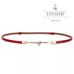 Dây Lưng Da Thật Khóa Hình Giọt Nước Sang Trọng- 78cm- Đỏ