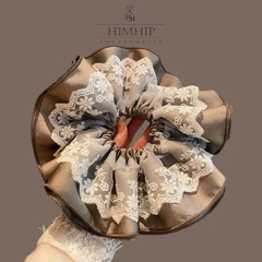 Scrunchies HimHip Bản To Vải Nhún Mix Ren Tiểu Thư 22cm