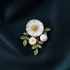 Trâm, Ghim Cài Áo HimHip Hoa Cúc Hoạ Mi Thanh Lịch HKCC Phối Trai 3*4cm