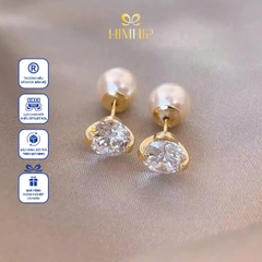 Khuyên Tai Nụ HimHip HKCC 2 Kiểu Dual Radiance Mặt Đá Phale 7ly Chốt Hạt Giả Trai 7ly Thanh Lịch
