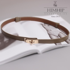 Dây Lưng HimHip Da Thật Khóa Cài Mạ Vàng Sang Trọng 2x97cm - Xám