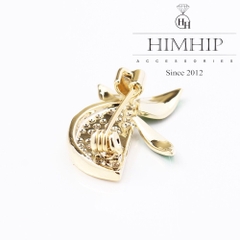 Trâm, Ghim Cài Áo Nhỏ HimHip Quả Chanh Lá Xanh Sang Trọng HKCC Đính Phale 1*1,5cm