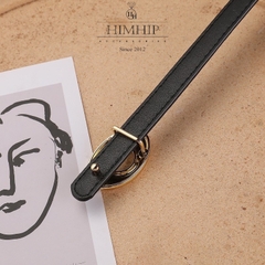 Dây Lưng HimHip Da Thật Mặt Tròn Đính Phale Sang Trọng 1.5x100cm