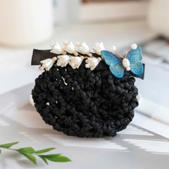 Kẹp Bối, Búi Lưới HimHip Mix Trai Bướm Xanh Phối Hoa Chuông Thanh Lịch