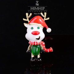 [Noel] Trâm, Ghim Cài Áo HimHip Tuần Lộc Nhỏ Đội Mũ Noel Đáng Yêu HKCC Đính Phale 3*2cm