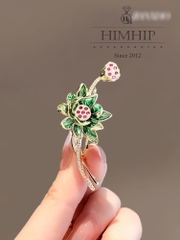 Trâm, Ghim Cài Áo HimHip Hoa Sen Xanh Sang Trọng HKCC Đính Phale 5*5cm