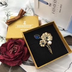 Trâm, Ghim Cài HimHip Lá Sen Sang Trọng HKCC Đính Phale Xanh 4,5*6,5cm