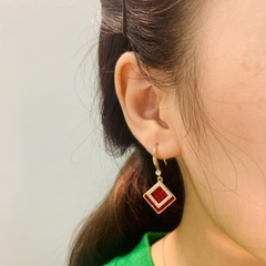 Khuyên Tai Ngắn HimHip Đôi Thoi Sang Trọng HKCC Đính Phale 1.6x3.4cm