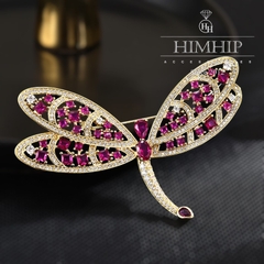 Trâm, Ghim Cài Áo HimHip Chuồn Chuồn Hồng Sang Trọng HKCC Đính Phale 5*6,8cm