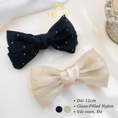 Kẹp Móc Dọc HimHip Resin Nơ Voan Bóng Đính Hạt Lấp Lánh 12cm
