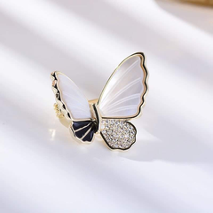 Trâm, Ghim Cài Áo HimHip Bướm Khảm Trai Đen Trắng Sang Trọng HKCC Đính Phale 2,3cm