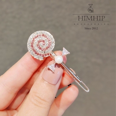 Kẹp Mái HimHip Đính Đá Phale Hình Cây Kẹo Lolipop Đáng Yêu 2x6.5cm