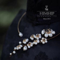 Kiềng Cổ HimHip Tinh Thể Ngọc Trai Hương Sắc Ngọc Mai Cao Cấp 15cm Phụ Kiện Áo Dài
