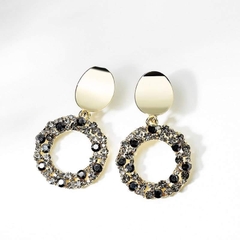 Khuyên Tai Ngắn HimHip Hình Tròn Thanh Lịch HKCC Đính Phale 2x3.5cm