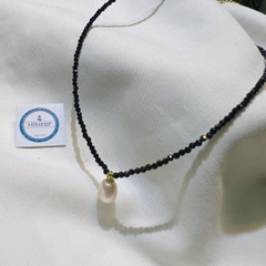 [Thiết Kế Độc Quyền] Choker HIMHIP Đá Đen 2ly Mix Trai Thật Sang Trọng 32+7cm