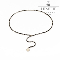 Dây Lưng HimHip Xích Phối Da Charm Cỏ 4 Lá Sang Trọng