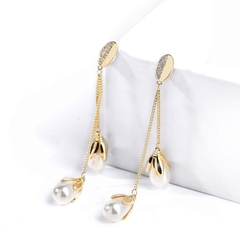 Khuyên Tai Dài HimHip Sợi Mảnh Hạt Tròn Quý Phái HKCC Mix Hạt Giả Trai 6cm