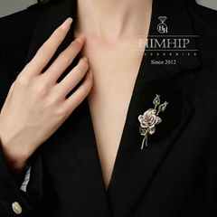 Trâm, Ghim Cài Áo HimHip Cành Hồng Khô Sang Trọng HKCC Mix Phale 4,5*7cm