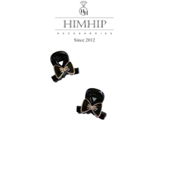 Kẹp Đỉnh HimHip Composite Nơ Nhỏ Viền Vàng Thanh Lịch 6 Răng 2.1x2.1cm