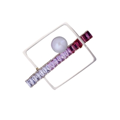 Trâm, Ghim Cài Áo HimHip Hình Vuông Đá Chéo Thanh Lịch HKCC Mix Trai 4*2,5cm