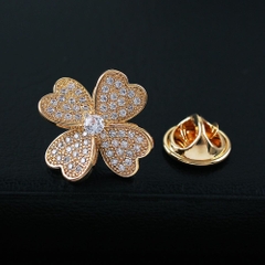 Pin Cài Áo HimHip Cỏ 4 Lá To May Mắn HKCC Đính Phale 2cm