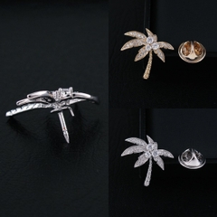 Pin Cài Áo HimHip Cây Dừa Nhỏ Thanh Lịch HKCC Đính Phale 2cm