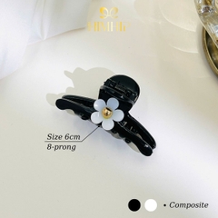 Kẹp Đỉnh HimHip Composite Hoa 5 Cánh Trắng Nữ Tính 8 Răng