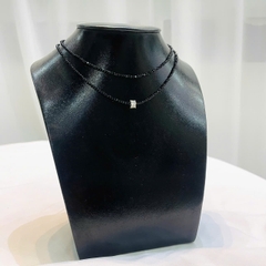 Set Vòng Cổ Dây Phale Đá Vuông Mix Dây Phale Đen 2Ly
