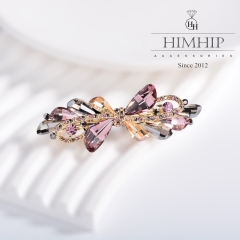 Kẹp Bấm HimHip HKCC Thắt Nơ Đá Ngũ Sắc Sang Trọng 7.5x2.6cm