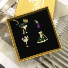 Pin Cài Áo HimHip Cà Tím Dễ Thương HKCC Đính Phale 0,7*2cm