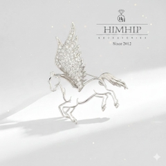 Trâm, Ghim Cài Áo HimHip HKCC Ngựa Tết Đính Hạt Phale 4.5*3.8cm