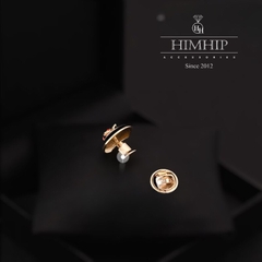 Pin Cài Áo HimHip Vòng Tròn Đen Mặt Hoa Hồng Đỏ Sang Trọng HKCC Mix Trai