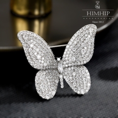 Trâm, Ghim Cài Áo HimHip Bướm Trắng Sang Trọng HKCC Đính Phale 2*3cm