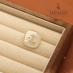 Trâm, Ghim Cài Áo Nhỏ HimHip Mặt Vuông Khảm Trai Gắn Charm Hành Tinh Sang Trọng HKCC Đính Phale 2cm