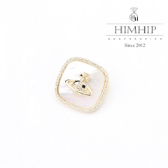 Trâm, Ghim Cài Áo Nhỏ HimHip Mặt Vuông Khảm Trai Gắn Charm Hành Tinh Sang Trọng HKCC Đính Phale 2cm