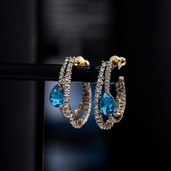 Khuyên Tai Ngắn HimHip Giọt Nước Kép Thanh Lịch HKCC Đính Phale 2.2cm