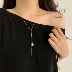 Vòng Cổ HimHip Titan Charm Giọt Nước Phối Dây Rút Sợi Mì Thanh Lịch 65cm