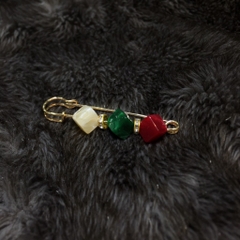 Trâm, Ghim Cài Kim Băng HimHip 3 Viên Đá Nhiều Màu Sang Trọng HKCC Đính Phale 2x7cm