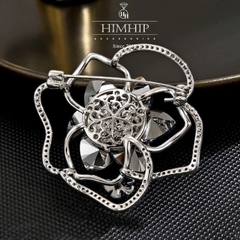 Trâm, Ghim Cài Áo HimHip Hoa Hồng Xanh Sang Trọng HKCC Đính Phale 5*5,5cm