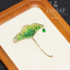 Trâm, Ghim Cài Áo HimHip Lá Sen Quý Phái HKCC Đính Phale 4,5*5cm