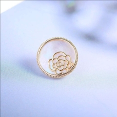 Pin Cài Áo HimHip Vòng Tròn Hoa Hồng Thanh Lịch HKCC Mix Khảm Trai 1.5cm