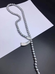 [Thiết Kế] Vòng Cổ HimHip Tinh Thể Ngọc Trai 8Li Mặt Xoắn Đính Phale Sang Trọng 55-60cm