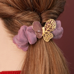 Scrunchies HimHip Phối Vải Voan Mặt Hướng Dương - Bướm Thanh Lịch 3cm