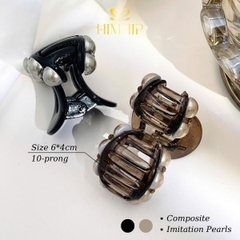 Kẹp Càng Cua HimHip Composite Lượn Sóng Hạt Giả Trai Đính Đá 10 Răng 6x4cm