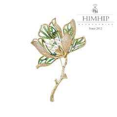 Trâm, Ghim Cài Áo HimHip Hoa Mộc Lan Sang Trọng HKCC Đính Phale 4*6cm